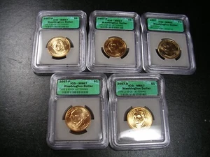 2007 ICG  lot of 5  George Washington DOLLAR Slabs - Picture 1 of 2
