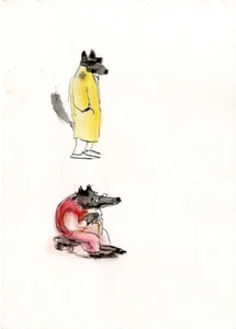 AGNÈS COUDERC LE LOUP A 1000 FRANCS DESSIN ORIGINAL COULEURS LA FARANDOLE 1992 - Picture 1 of 1