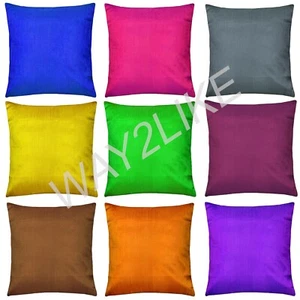 Poly Dupion Cushion Cover Decorative Pillowcase for Couch Sofa Bedroom Pack of 2 - Picture 1 of 33