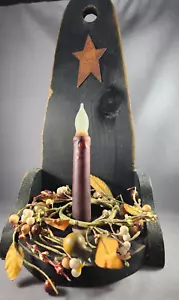 Decorazione parete tavolo rustico country legno primitivo batteria candela ghirlanda metallo STELLA - Foto 1 di 9