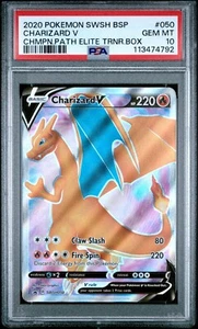 Pokémon PSA 10 GEM MINT Charizard V SWSH050 Champions Path Promo - Picture 1 of 10