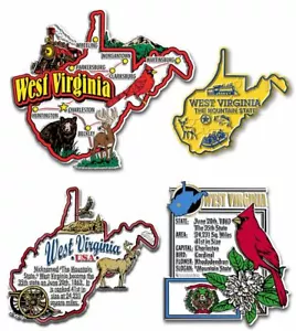West Virginia vierteiliges State Magnet Set von Classic Magnets, enthält 4 einzigartige - Bild 1 von 3