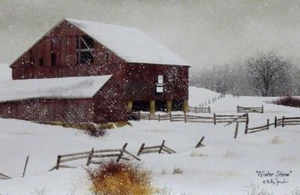 Billy Jacobs Winter Storm Farm Barn Print 18 x 12 - Picture 1 of 1