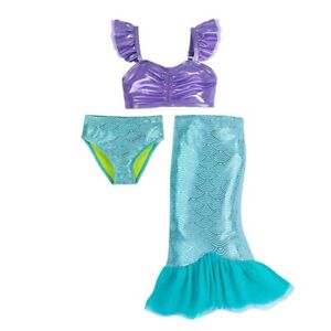 Disney Store Ariel Little Mermaid Swimsuit Girls Dress Up Deluxe Swimwear Tail