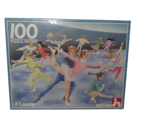 RARE Nathan Jr  (1988) Puzzle & Poster, Ice Skating Boys & Girls, 100 Piece, NEW - Picture 1 of 4