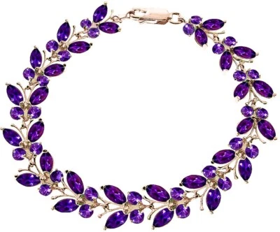 14K. SOLID GOLD BUTTERFLY BRACELET WITH AMETHYSTS - Image 1 of 4