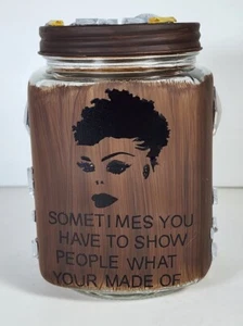 DIY DECORATIVE GLASS STORAGE JAR/CANDY CONTAINER WITH LID CHRISTIAN WORDING JAR - Picture 1 of 8