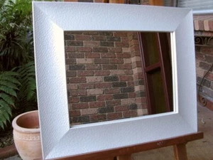 Decorative Wall Mirror Pearlescent White Dimple Wood Frame 53x44cm - Picture 1 of 4