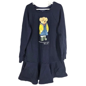 Polo Ralph Lauren Bär Sweatshirt Kleid Mädchen M 8-10 dunkelblau langarm - Bild 1 von 6