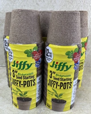 Lote de 5 macetas de turba biodegradables de inicio de semillas de 3" de diámetro Jiffy Foto 1 de 4