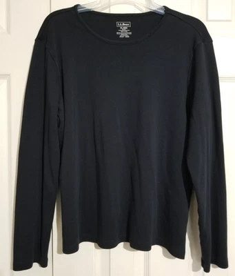 L.L. Bean Women Size XL Black Long Sleeve Crew Neck Supima Cotton Knit Tee - Image 1 of 4