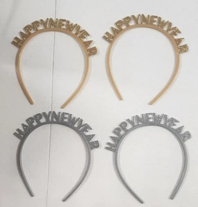 4er Pack Neujahr Glitzer Stirnband Happy Haarband Damen - Bild 1 von 4