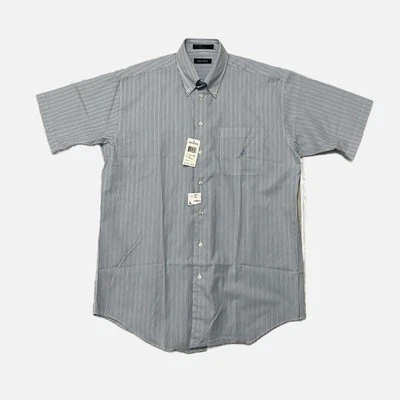 Camisa de manga corta a rayas azules Nautica para hombre talla grande - cuello 16 nueva con etiquetas Foto 1 de 4