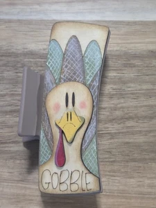 Handbemalt Holz geschnitten Thanksgiving Truthahn Kobel Klaue Clip 4,1" - Bild 1 von 2