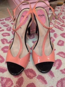 Fendi Pink Patent T-strap Sandals 37 - Picture 1 of 6