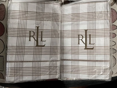 Nuevo en Paquete $110 Lauren Ralph Lauren Suite Almohada Falsa ESTÁNDAR Camel/Blanco Algodón a Cuadros Foto 1 de 4