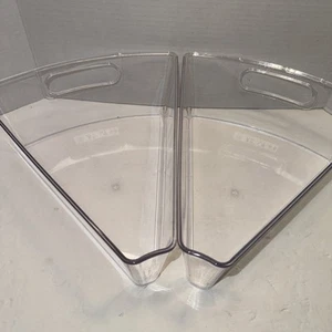 2 durchsichtige Kunststoff Lazy Susan Organizer Keilbehälter gebraucht Top Zustand - Bild 1 von 6