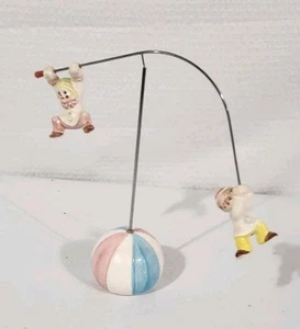 Vtg Porcelain Clowns Figurine Norcross Made In Japan Figures - Picture 1 of 8