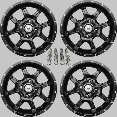 YAMAHA RHINO 700 14" COBRA BLK ATV / UTV ALUMINUM WHEELS ( SET 4 )  IRS1CA - Image 1 of 4