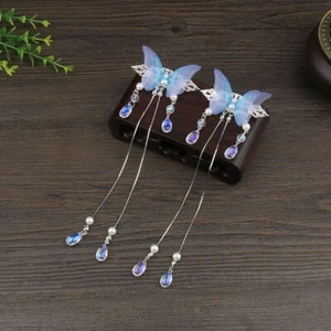 Horquilla china mariposa borla paso agitación niña pinza para el cabello Hanfu sombreros - Imagen 1 de 12
