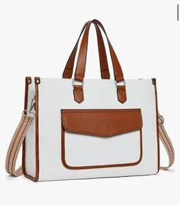 Bostanten Laptop Bag for Women 15.6 Inch Computer Canvas Briefcase Work Tote - Afbeelding 1 van 3