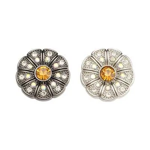 5pcs Flower Shaped Metal Button with Rhinestones Decorative for Sewing Crafts - Picture 1 of 6