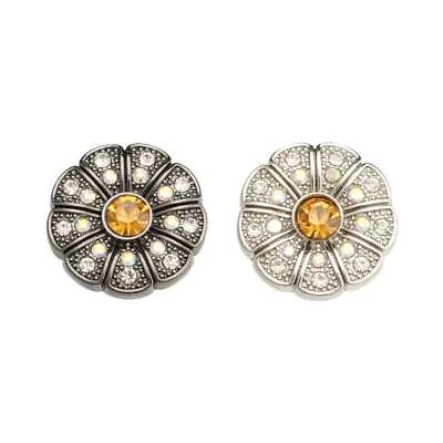 5pcs Flower Shaped Metal Button with Rhinestones  Decorative for Sewing Crafts - Image 1 of 4