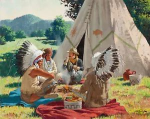 Arthur Sarnoff - The Peace Pipe (1950s) Signed - 17" x 22" Fine Art Print - Picture 1 of 1