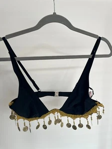 Missguided Womens Black Belly Dancer Coin Bikini Top - Size 8 - Picture 1 of 13