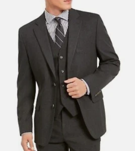 Alfani Solid Suit Jacket Men 40R Charcoal Grey Slim Fit Stretch - Picture 1 of 7