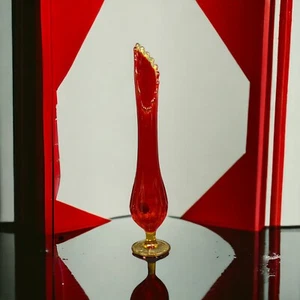 Vintage MCM 1960’s Amberina Fenton 17” Swung Vase - Picture 1 of 12