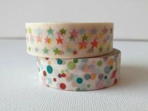 CONFETTI & STARS (2 Pack) WASHI 15mmx10M Journal Decorative Adhesive Craft Bujo - Picture 1 of 2
