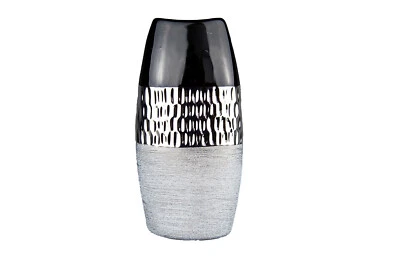 Moderne Vase I anthrazit/silber I 26 cm I Blumenvase Dekovase Deko Modern  - Bild 1 von 3