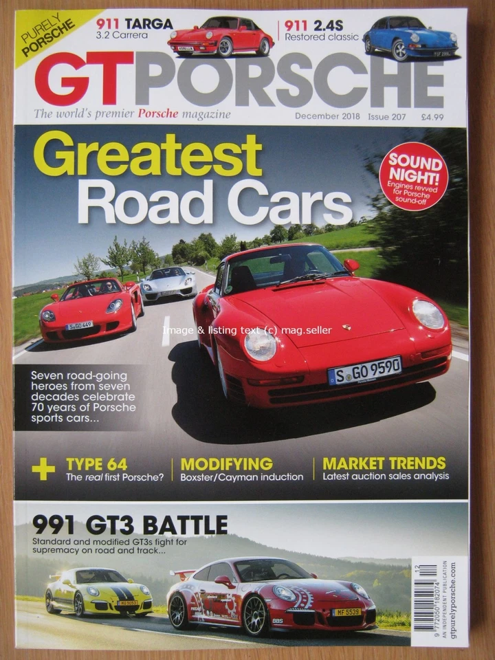 GT Porsche December 2018 911 Targa Carrera 2.4S Turbo 991 GT3 356 959 911 918 - Image 1 of 1