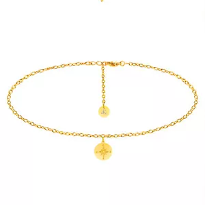 HALSKETTE KOMPASS ANHÄNGER KREIS GOLD KETTE EDELSTAHL DAMEN SCHMUCK BOHO NEU - Bild 1 von 5