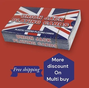 Pack Sellado Union Jack Plástico Recubierto Tarjetas de Juego 9 cm x 6 cm Poker Rummy - Imagen 1 de 10