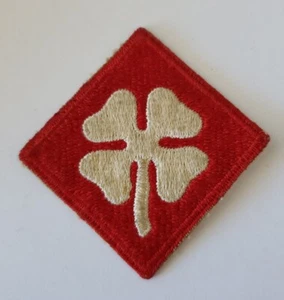 WWII US Army Military 4th Army Division Patch 4 Leaf Clover - Original - Picture 1 of 2