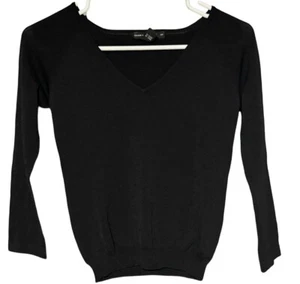 CLUB MONACO Pullover Maglione Scollo a V Nero Donna Taglia S Rayon Nylon - Foto 1 di 5