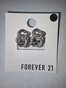 NWT! FOREVER 21 Women's Silver Rhinestone Chain Earrings - Picture 1 of 3