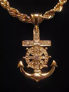 Colgante Ancla y 22"" CADENA DE CUERDA LGE 6mm,14kGP Ancla Dije y Cadena GRANDE 22"" 6MM - Imagen 1 de 6