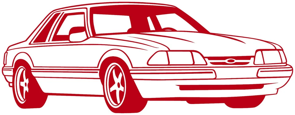 Fox Body Ford Mustang Diagonal View Vinyl Decal Your Color Choice Sticker - Image 1 of 1