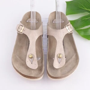 Birkenstock Gizeh Sandal Women's Size 7 Rose Gold Vegan Thong Slide Cork Footbed - Picture 1 of 14