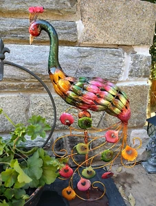 29.5" Multicolor metal Peacock sculpture Patio Porch Garden decor Yard Art - Picture 1 of 7