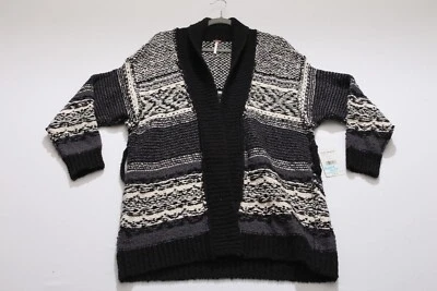 NUEVO CON ETIQUETAS S FREE PEOPLE $168 COMBO NEGRO ACOGEDOR CABINA CARDIGAN SUÉTER - SIN CINTURÓN Foto 1 de 4