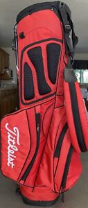 Titleist Stand Bag, Red, 3 Way Top. Excellent Condition. Olde Farm Course Logo