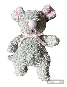 Rare Terry Cloth Gray Pink Mouse Bean Bag Plush Toy Pink Ribbon Toy 6” - Picture 1 of 3