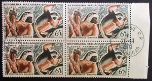 Madagascar lemur stamp block of 4. Superb CTO. - Picture 1 of 1