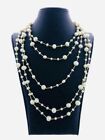 14K Or Jaune & Naturel Perles Multi Brins Long Superposé Collier Main Fabriqué