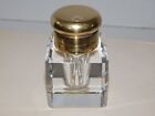 VTG+Montblanc+Lead+Crystal+Cut+Glass+Inkwell+Bottle+Brass+Top+Germany