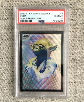 PSA 10 2022 Topps Star Wars Galaxy #7 YODA WAVE REFRACTOR SN# 67/99 - Image 1 of 2